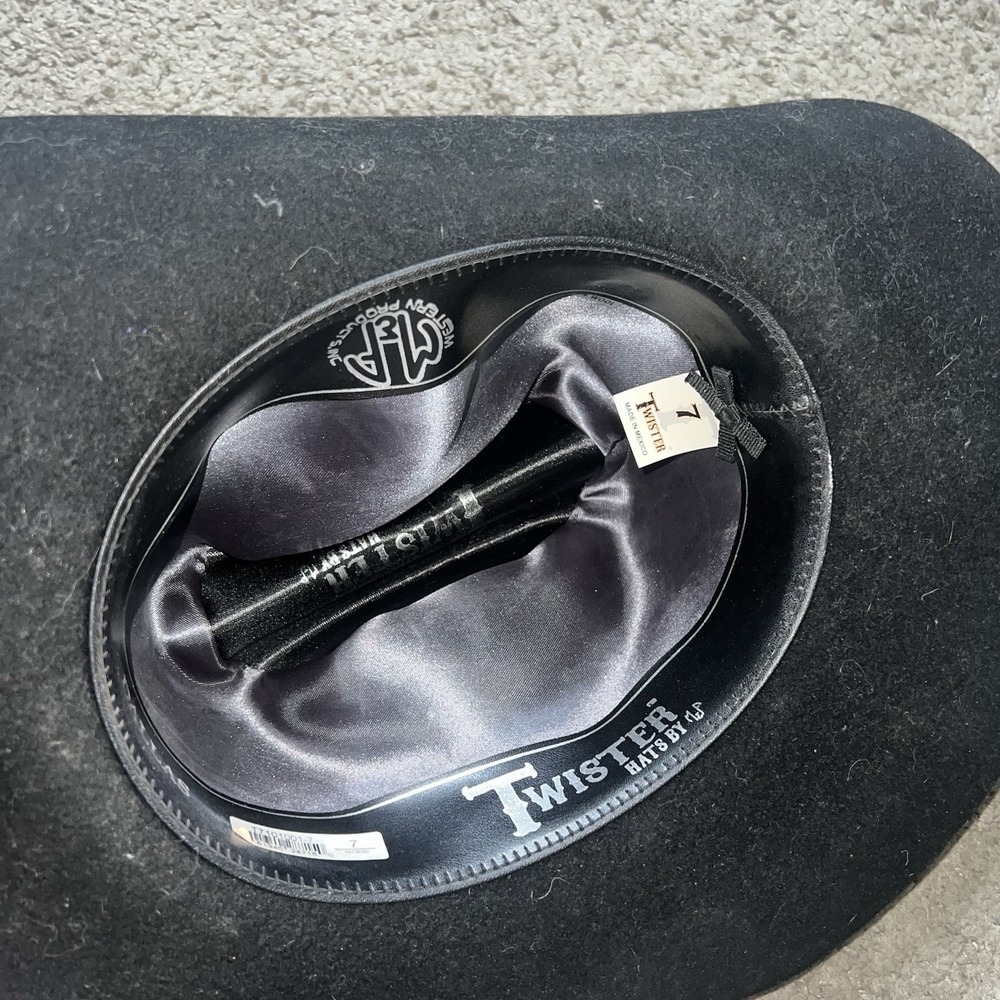 Twister  Dallas Cowboy Hat by M&P Size 7 Black 100% Wool - Picture 4 of 6